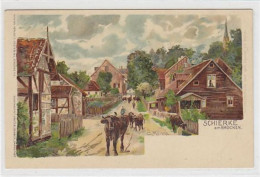 39008706 - Lithographie Schierke Am Brocken Dorfstrasse Ungelaufen  Gut Erhalten. - Schierke