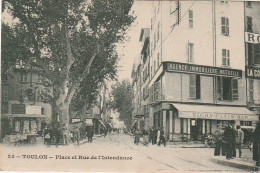 KO 22-(83) TOULON - PLACE ET RUE DE L' INTENDANCE - CAFE : VICHY PARIS BAR- KIOSQUE A JOURNAUX - 2 SCANS - Toulon