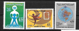1973 - N° 652 à 654* MH - Journée De L'enfance - Journée Du Timbre - 100 Ans De Météo Mondiale - Maroc (1956-...)