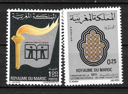 1972 - N° 629 à 630* MH - Année Du Livre - Loterie Nationale - Marocco (1956-...)