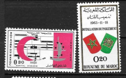 1963 - N° 467 à 468** MNH - 100 Ans Croix Rouge - Installation Du Parlement - Morocco (1956-...)