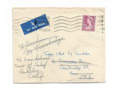 Porthmadog Wales Great Britain Airmail Cover To USA Redirected To New Address 1959 Elizabeth II 6d - Wales