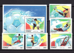 Congo 1993 Football Soccer World Cup Set Of 5 + S/s MNH - 1994 – Estados Unidos