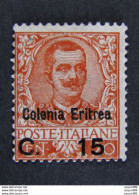 ITALIA Colonie Eritrea-1905-"Emanuele III" C. 15 Su 20 MH* (descrizione) - Eritrea