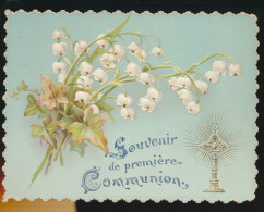 SOUVENIR DE PREMIERE COMMUNION.   RELIEF. GAUFREE.  13 X 10 CM     2 SCANS - Devotion Images