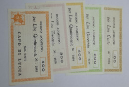 LOTTO 5Pz. 100 200 300 400 LIRE BUONI ACQUISTO CASA D'ASTE CAPO DI LUCCA VALIDO FINO AL 31.12.1976 (A.1) - [10] Cheques Y Mini-cheques