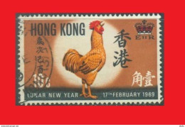 Hong Kong 1969, Yv. 240, Année Du Coq / Year Of  Rooster Cock Gallo Hahn Gallus - Hoendervogels & Fazanten