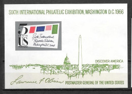 USA - BF 10 **MNH - Washington 1966 - D4/27 - Briefmarkenausstellungen