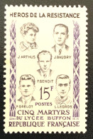1959 FRANCE N 1198 HÉROS DE LA RÉSISTANCE CINQ MARTYRS DU LYCÉE BUFFON - NEUF** - Unused Stamps
