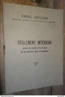 Reglement Interieur Pour La Police Du Canal Crillon, AVIGNON 1928 ........PHI ........ Caisse-23 - Non Classés