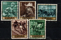 SPAGNA - 1964 - DIPINTI DI JOAQUIN SOROLLA: IL VASAIO - STABBIATURA DEL BESTIAME - BAMBINI SULLA SPIAGGIA - USATI - Used Stamps