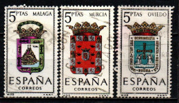 SPAGNA - 1964 - STEMMI DELLE PROVINCE SPAGNOLE: MALAGA, MURCIA, OVIEDO - USATI - Usati