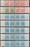 045/ Pof. 57-59,61, Colors And Shades, Border Pairs - Unused Stamps