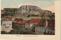 LE 22-(90)  BELFORT - LE CHATEAU ET LE LION - EDITEUR  LIBRAIRIE STIEGLER , BELFORT  - CARTE COLORISEE - 2 SCANS  - Belfort – Le Lion