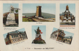 LE 22-(90)  SOUVENIR DE BELFORT - CARTE MULTIVUES COLORISEE  - 2 SCANS  - Belfort - Stad