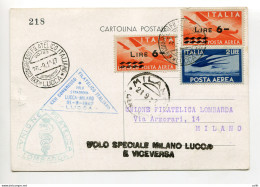 1947 Lucca/Milano - Cartolina Dell'Unione Lombarda Spedita Da Lucca - Poste Aérienne