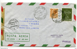 Alitalia Milano/Praga Del 5.11.60 - Aerogramma Con Cachet Del Volo - Correo Aéreo