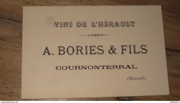 Carte Representant, Vins De L'herault, A.BORIES & Fils A COURNONTERRAL ........PHI ........  E1-136 - Alimentos