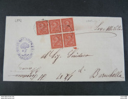 4974 ITALIA Regno -1866- "T 15 Torino" C. 2 Quartina CASTAGNARO>BARUCHELLA (descrizione) - Storia Postale