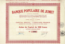- Titre De 1946 - Banque Populaire De Jumet - EF - Banca & Assicurazione