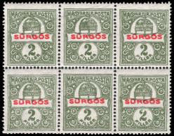 Hungary 1916 2f Express Letter Block Of 6 (some Perf Splitting) Unmounted Mint. - Ongebruikt