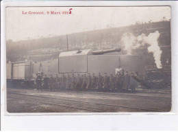 LE CREUSOT - 9 Mars 1915 - Carte - Photo - Militaire - Canon - Chemin De Fer - Très Bon état - Le Creusot