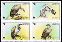 Lesotho 1998 Endangered Species. Cape Vulture BLOCK OF 4 Unmounted Mint. - Lesotho (1966-...)