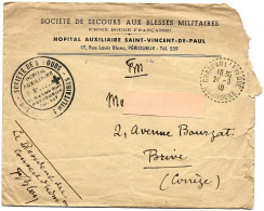 ENVEL Societe De Secours Aux Blessés Militaires Croix Rouge Oblit  Chateau L Eveque  Dordogne 1940 + Cachet Hopital - WW II