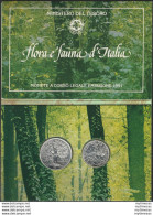 1991 Italia Dittico Argento Flora E Fauna In Folder - Otros & Sin Clasificación