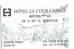 Eu Route De Dieppe Hotel La Cour Carrée Etiquette Visitekaartje Htje - Cartes De Visite