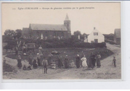 ESCALLES: église D' Escalles Groupe De Glaneuses Conduites Par Le Garde-champêtre - Très Bon état - Other & Unclassified