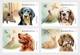 ROMANIA 2024: HUNTING DOGS, 4 Unused Stamps - Registered Shipping! - Unused Stamps