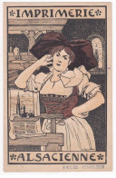 Carton Publicitaire Pour L'Imprimerie Alsacienne Illustré Par SPINDLER Vers 1900-1910 - (format 13x20cm) Très Bon état - Non Classés
