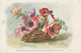 HO Nw (6) CARTE PUBLICITAIRE PHOSPHATINE FALIERES - CORBEILLE AVEC ANEMONES - ILLUSTRATEUR M.  LEMAIRE - 2 SCANS - Advertising