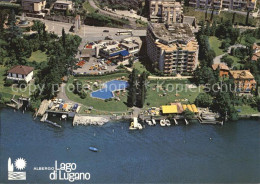 12591328 Bissone Lago Di Lugano Albergo Lago Di Lugano Park Schwimmbad Fliegerau - Autres & Non Classés