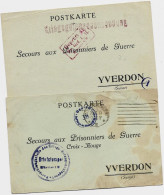 2 Cartes Secours Aux Prisonniers De Guerre / Croix Rouge MUNSTER  1917/1918 Pour La Suisse - Guerre De 1914-18