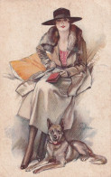 JA 28- FEMME ELEGANTE CHAPEAUTEE AVEC CHIEN BERGER - ILLUSTRATEUR TERZI - Other & Unclassified