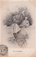 JA 28- " LES COLOMBES " - MARQUIS , MARQUISE AU JARDIN - ILLUSTRATEUR - OBLITERATION 1903 - Paare