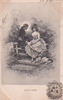 JA 28- " DOUX AVEU " - MARQUIS , MARQUISE AVEC CHIEN - DECOR CHAMPETRE - ILLUSTRATEUR - OBLITERATION 1903 - Couples