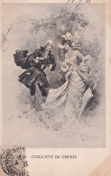 JA 28- " CUEILLETTE DE CERISES " - MARQUIS , MARQUISE AVEC OMBRELLE - ILLUSTRATEUR - OBLITERATION 1903 - Koppels