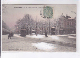 FONTAINEBLEAU: Place Denecourt Effet De Neige, Tramway - Très Bon état - Fontainebleau