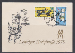 Allemagne RDA CM 1975 1756-57 Foire Leipzig Santé Unité Narcotique Motos - Cartes-Maximum (CM)