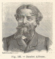 Alphonse Daudet - Incisione Antica Del 1925 - Engraving - Estampas & Grabados