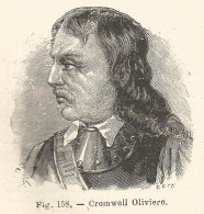 Oliver Cromwell - Incisione Antica Del 1925 - Engraving - Stampe & Incisioni