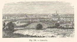 Cracovia - Panorama - Incisione Antica Del 1925 - Engraving - Estampas & Grabados