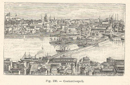 Costantinopoli - Panorama - Incisione Antica Del 1925 - Engraving - Stampe & Incisioni