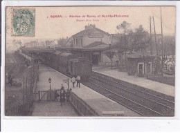 ROSNY-SOUS-BOIS: Station De Rosny Et Neuilly-plaisance, Depart D'un Train - Très Bon état - Rosny Sous Bois