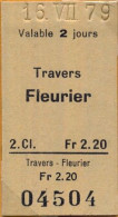 16/07/79 TRAVERS - FLEURIER , TICKET DE FERROCARRIL , TREN , TRAIN , RAILWAYS - Europe