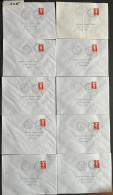 Marcophilie 1993 - Lot De 10 Lettres BRIAT 2.50 F Rouge  - Dernier Jour Tarif 2.50 F Dont 5 Ex Roulettes (105) - 1961-....