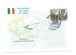 Italia 1992, Aerogramme ; FDC ; Celebrazioni Colombiane ; Annullo Della Manifestazione " Genova '92 "non Viaggiato - Posta Aerea